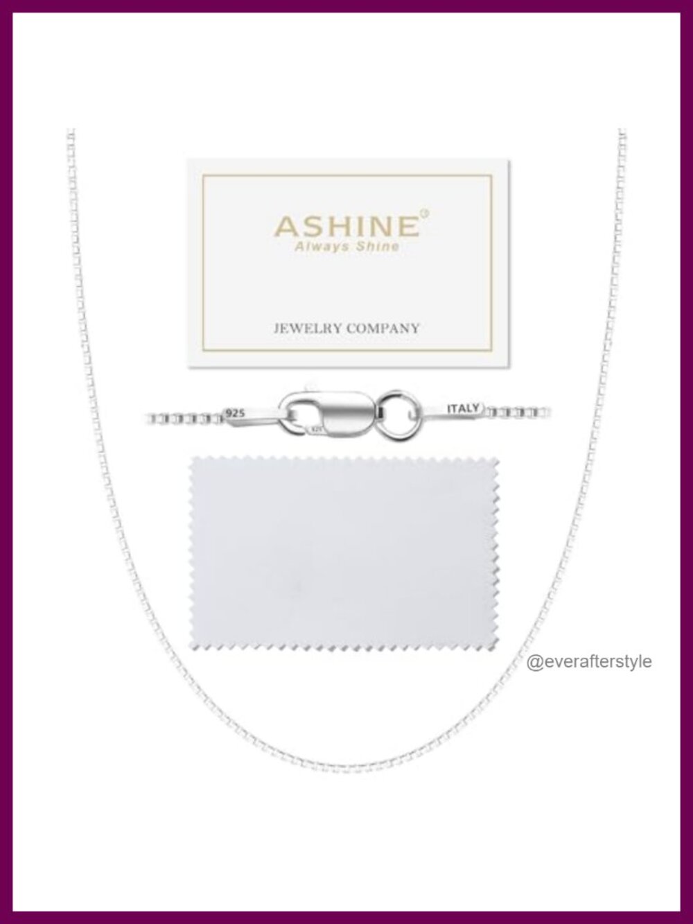 Sterling Silver Box Chain Necklace for Women Pendant